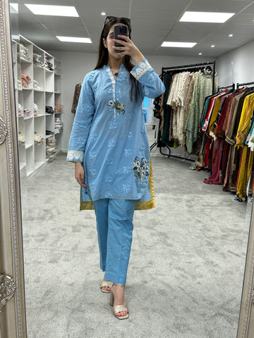 3d SKY BLUE BLOSSOM co-ord set
